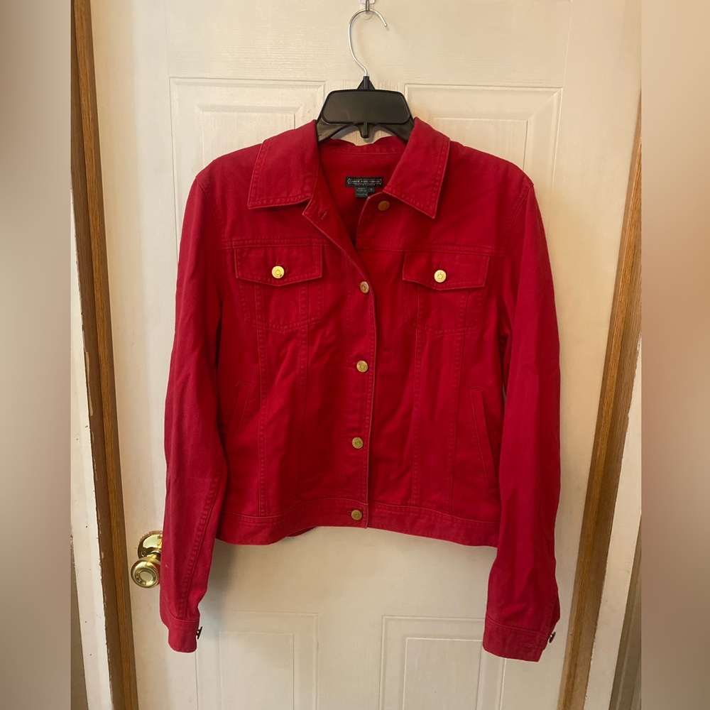 Lauren Ralph Lauren Red Denim Trucker Jacket